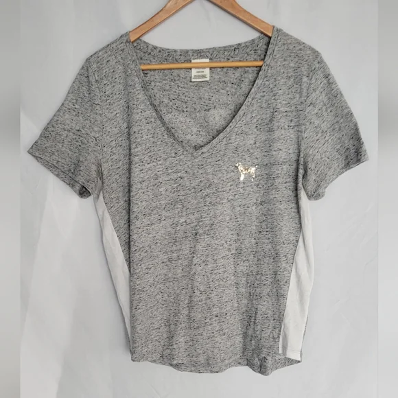 PINK Victoria's Secret Heather Gray V-Neck Tee - Picture 1 of 7
